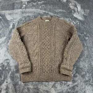 Vtg KAM 100% Pure Irish Wool Chunky Cable HandKnit Sweater Fisherman Men's M*
